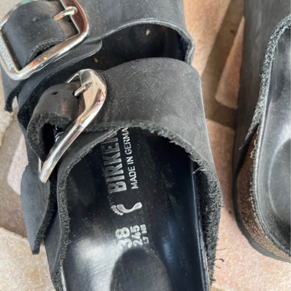Birkenstock Black Sandals with Silver Buckles
